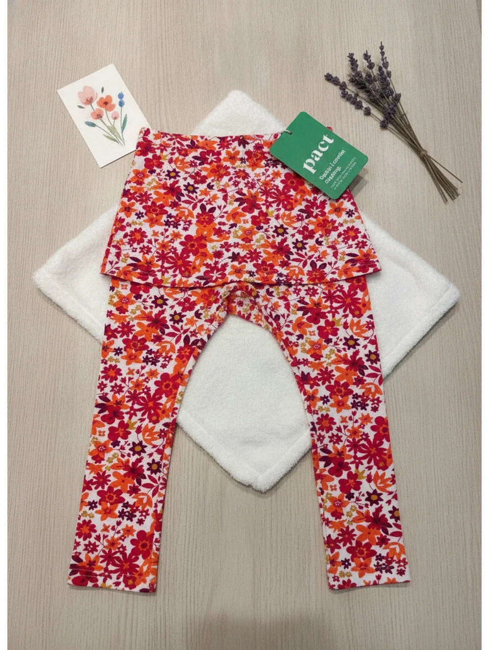Pact Baby/Toddler Floral Skirted Leggings Organic Cotton Size 2T